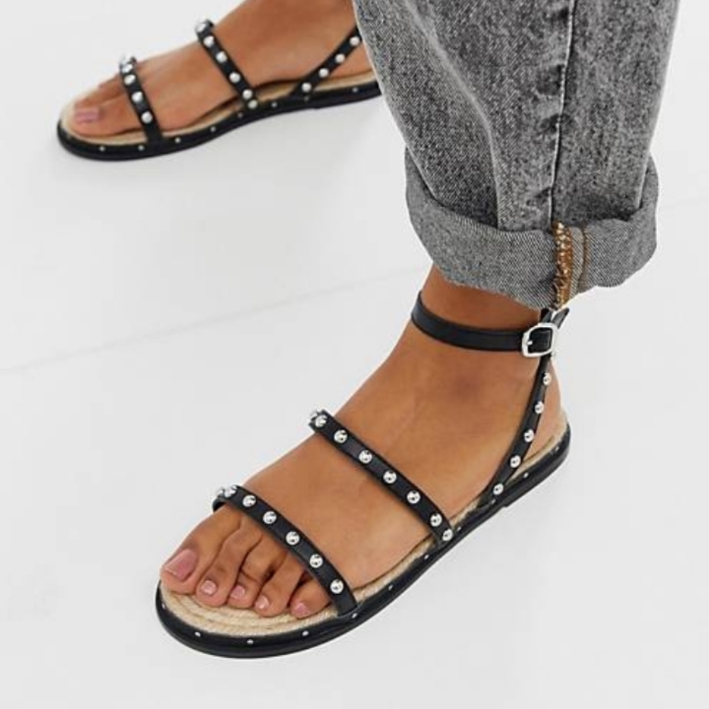 Asos studded espadrilles black sandals
